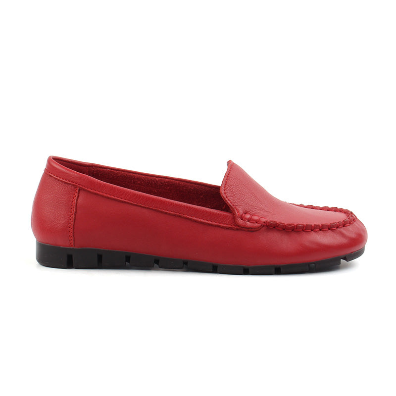 Chaussures Femme Mocassins en Cuir, Couleur Rouge / M022-73 / BEL CHOU'S