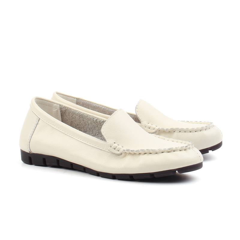 Chaussures Femme Mocassins en Cuir, Couleur Blanc / M022-99 / BEL CHOU'S