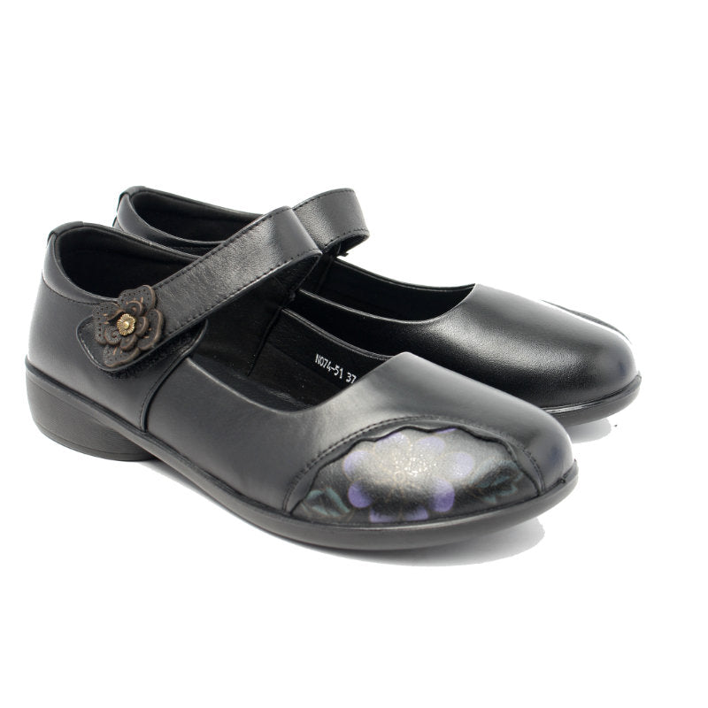 Chaussures Femme Ballerines en Cuir, Couleur Noir / N074-51 / BEL CHOU'S