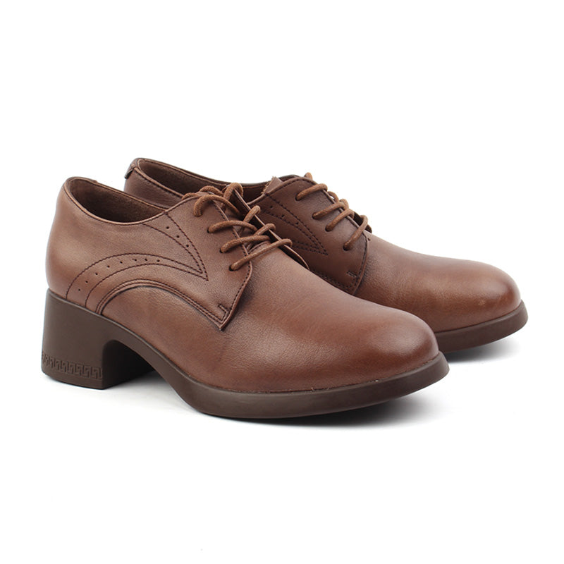 Chaussures Femme Derbies en Cuir, Couleur Marron / N004-62 / BEL CHOU'S