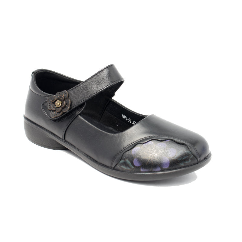 Chaussures Femme Ballerines en Cuir, Couleur Noir / N074-51 / BEL CHOU'S