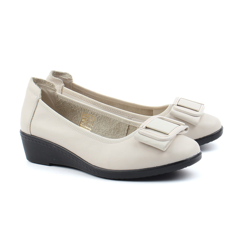 Chaussures Femme Ballerines en Cuir, Couleur Beige / N006-65 / BEL CHOU'S