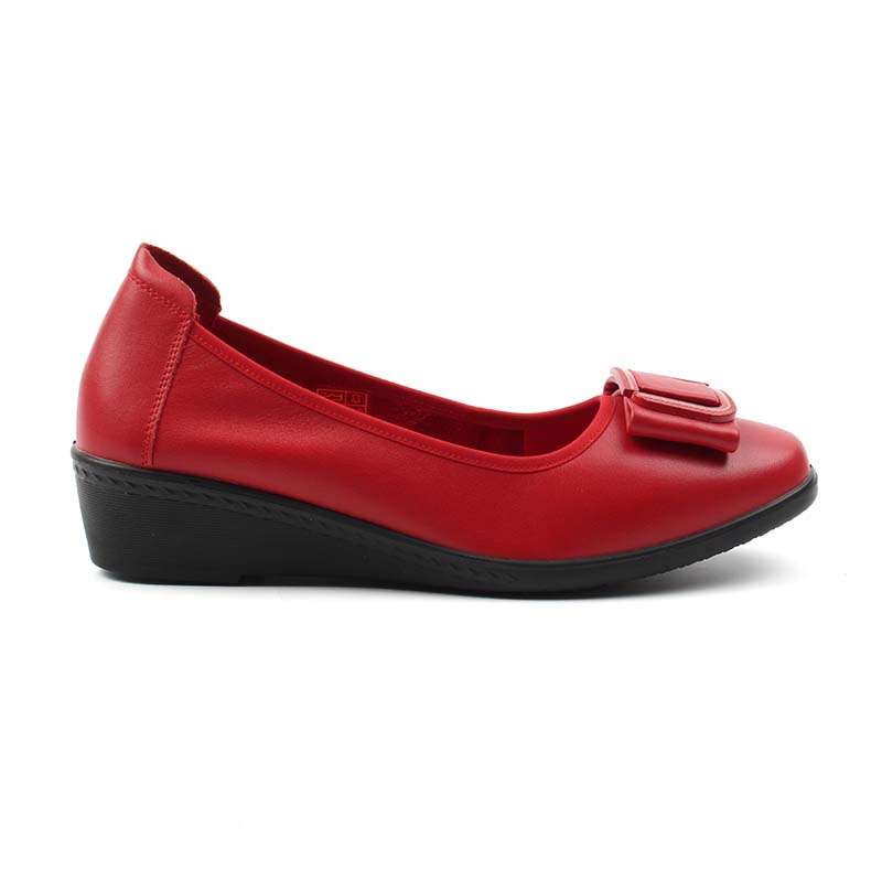 Chaussures Femme Ballerines en Cuir, Couleur Rouge / N006-73 / BEL CHOU'S
