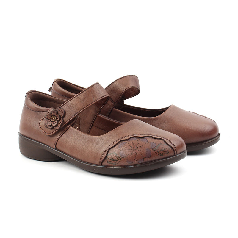 Chaussures Femme Ballerines en Cuir, Couleur Marron / N010-62 / BEL CHOU'S