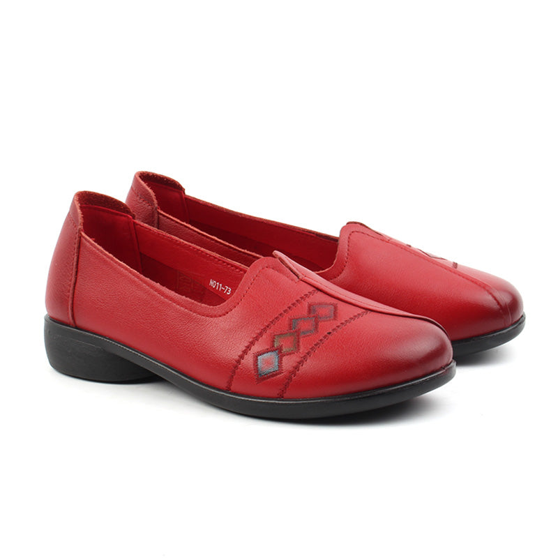 Chaussures Femme Ballerines en Cuir, Couleur Rouge / N011-73 / BEL CHOU'S
