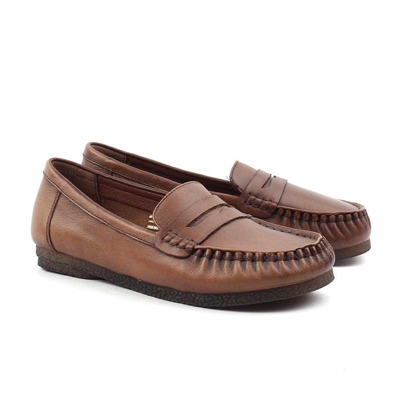 Chaussures Femme Mocassins en Cuir, Couleur Marron / N018-62 / BEL CHOU'S