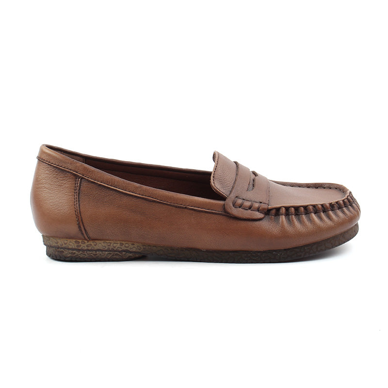 Chaussures Femme Mocassins en Cuir, Couleur Marron / N018-62 / BEL CHOU'S