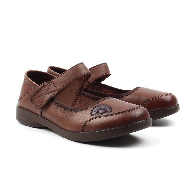 Chaussures Femme Ballerines en Cuir, Couleur Marron / N023-62 / BEL CHOU'S