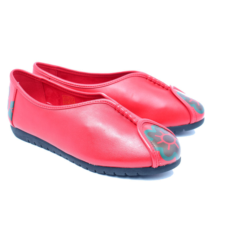 Chaussures Femme Ballerines en Cuir, Couleur Rouge / N026-73 / BEL CHOU'S