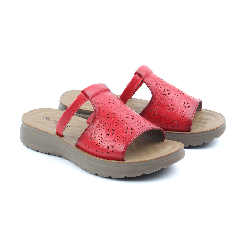 Chaussures Femme Sandales en Cuir, Couleur Rouge / N030-73 / BEL CHOU'S