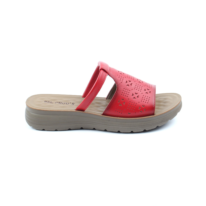 Chaussures Femme Sandales en Cuir, Couleur Rouge / N030-73 / BEL CHOU'S