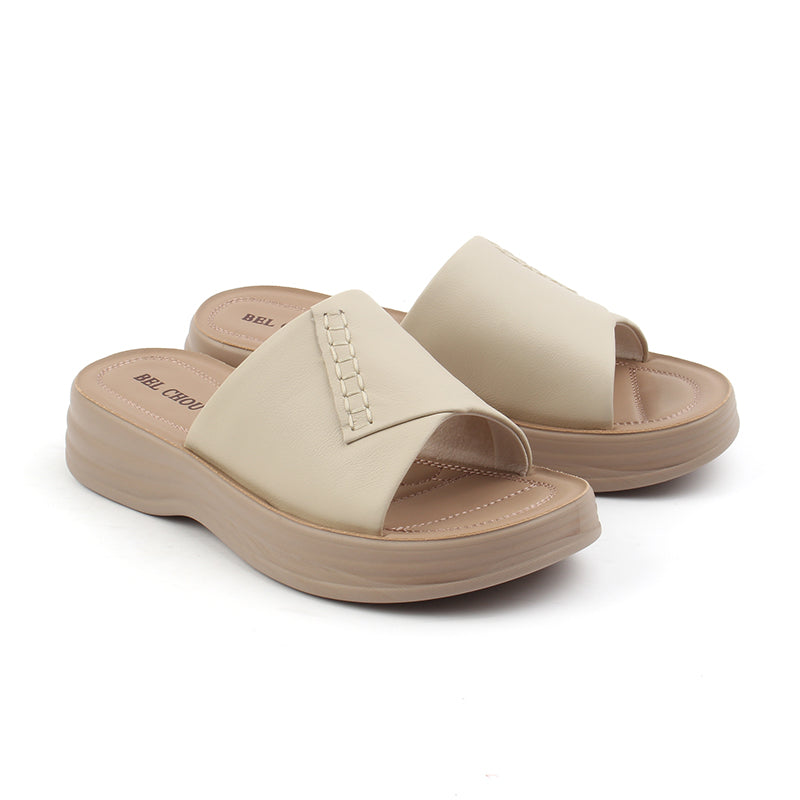 Chaussures Femme Sandales en Cuir, Couleur Beige / N032-88 / BEL CHOU'S