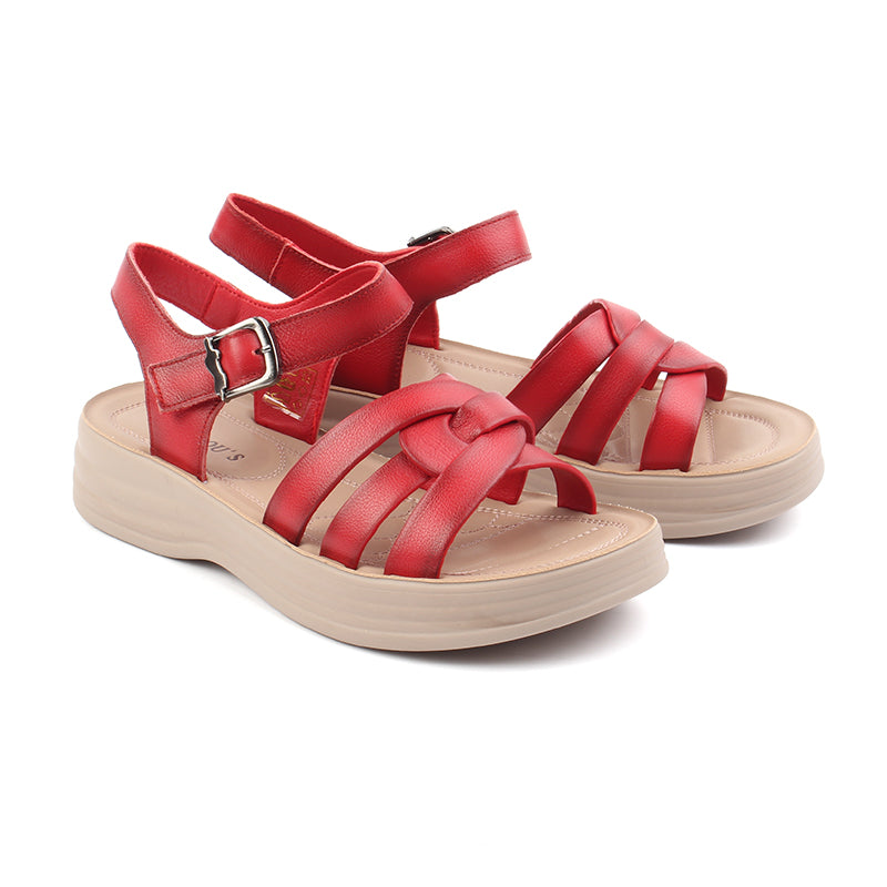 Chaussures Femme Sandales en Cuir, Couleur Rouge / N033-73 / BEL CHOU'S