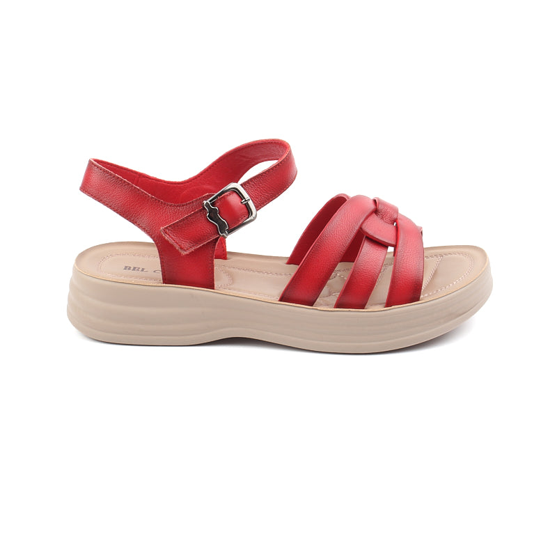 Chaussures Femme Sandales en Cuir, Couleur Rouge / N033-73 / BEL CHOU'S