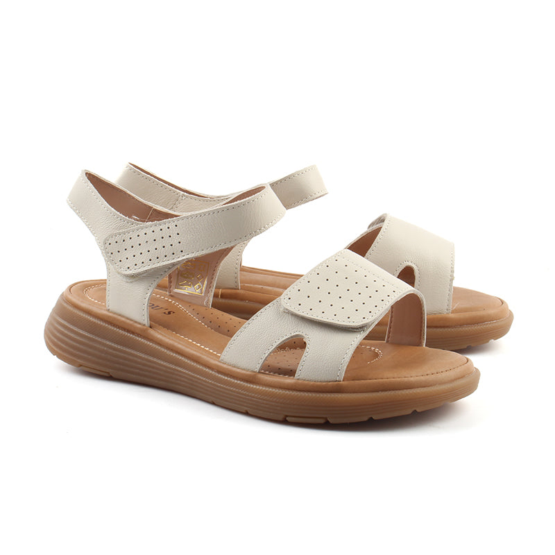 Chaussures Femme Sandales en Cuir, Couleur Beige / N034-65 / BEL CHOU'S