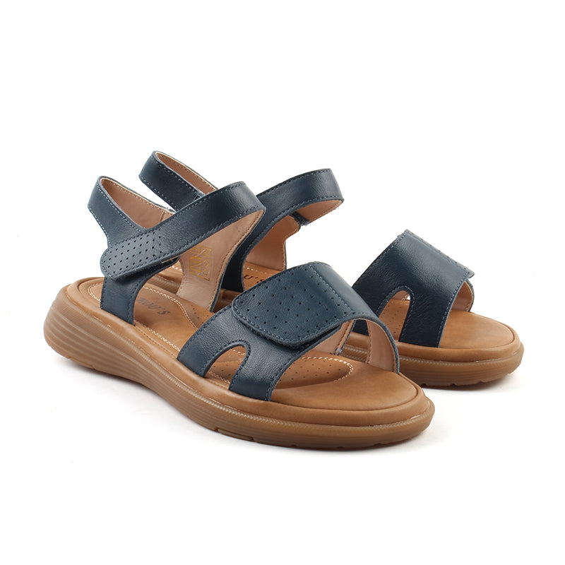 Chaussures Femme Sandales en Cuir, Couleur Bleu Marine / N034-84 / BEL CHOU'S