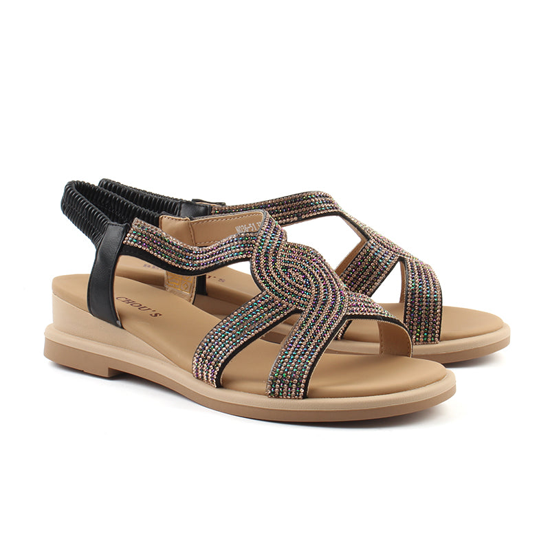 Chaussures Femme Sandales en Cuir, Couleur Noir / N036-51 / BEL CHOU'S