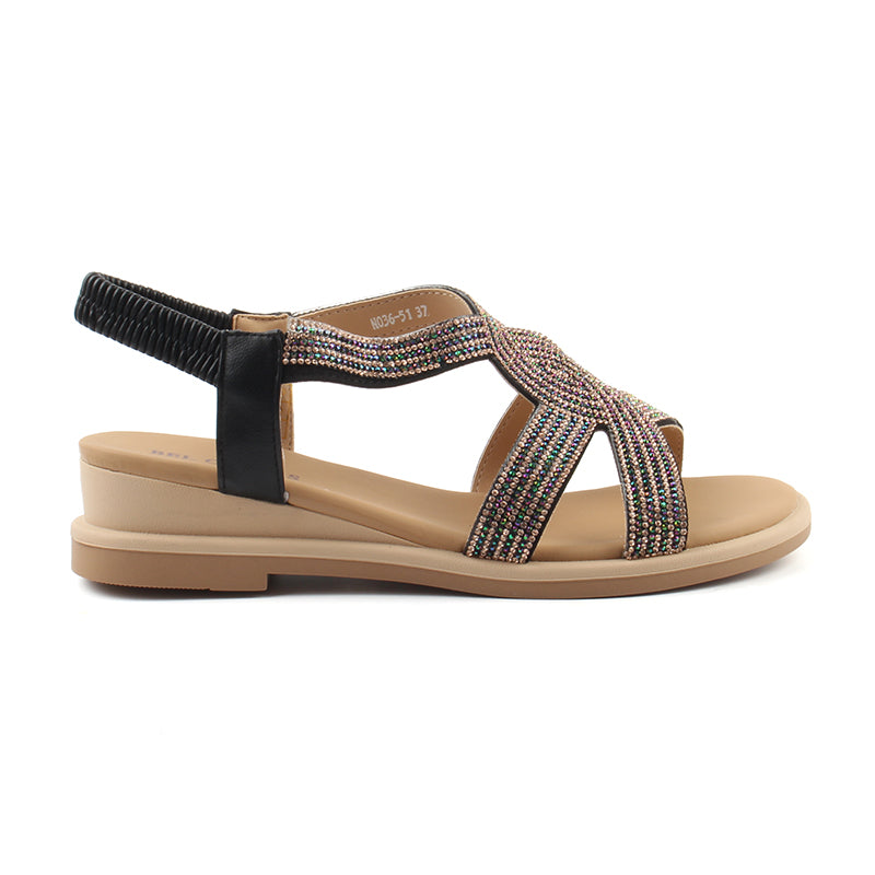 Chaussures Femme Sandales en Cuir, Couleur Noir / N036-51 / BEL CHOU'S