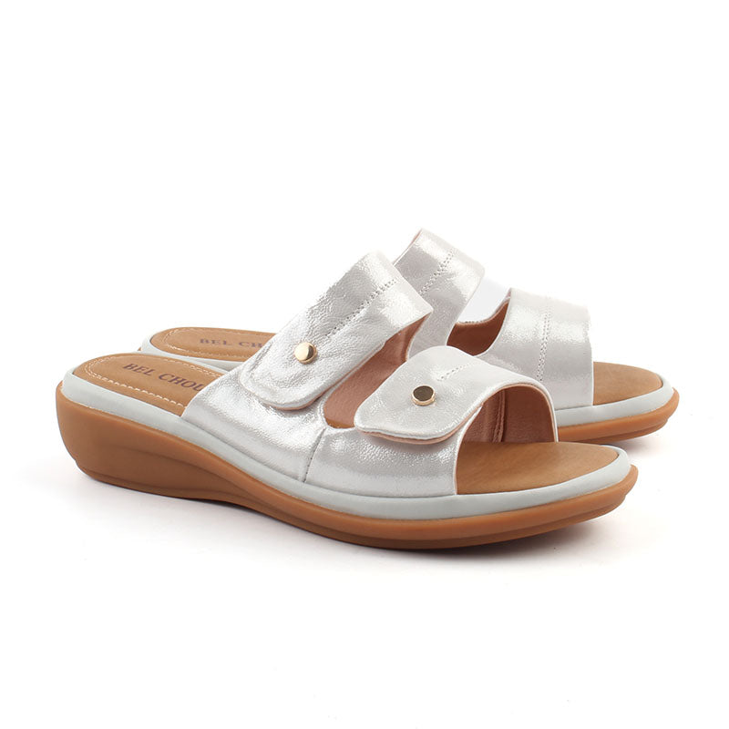 Chaussures Femme Derbies en Cuir, Couleur Argent / N040-99 / BEL CHOU'S