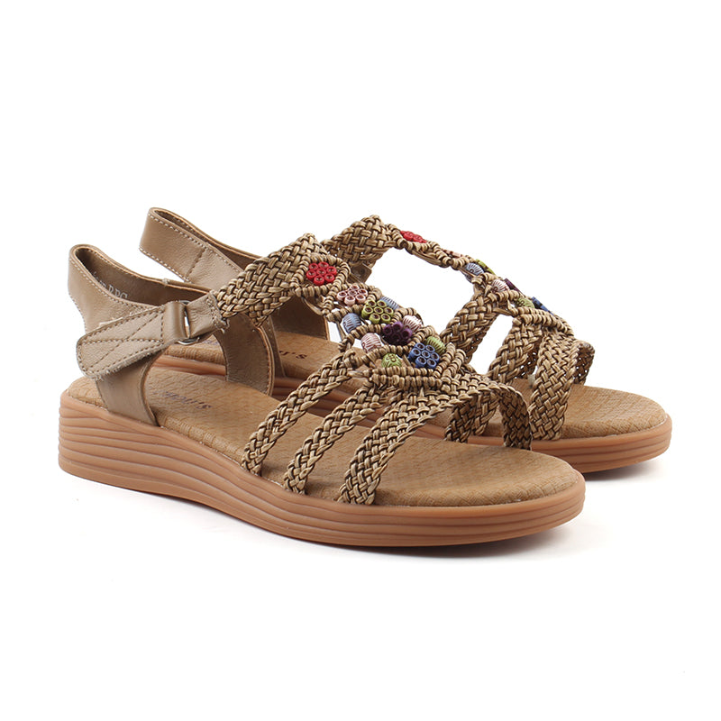 Chaussures Femme Sandales en Cuir, Couleur Camel / N045-66 / BEL CHOU'S