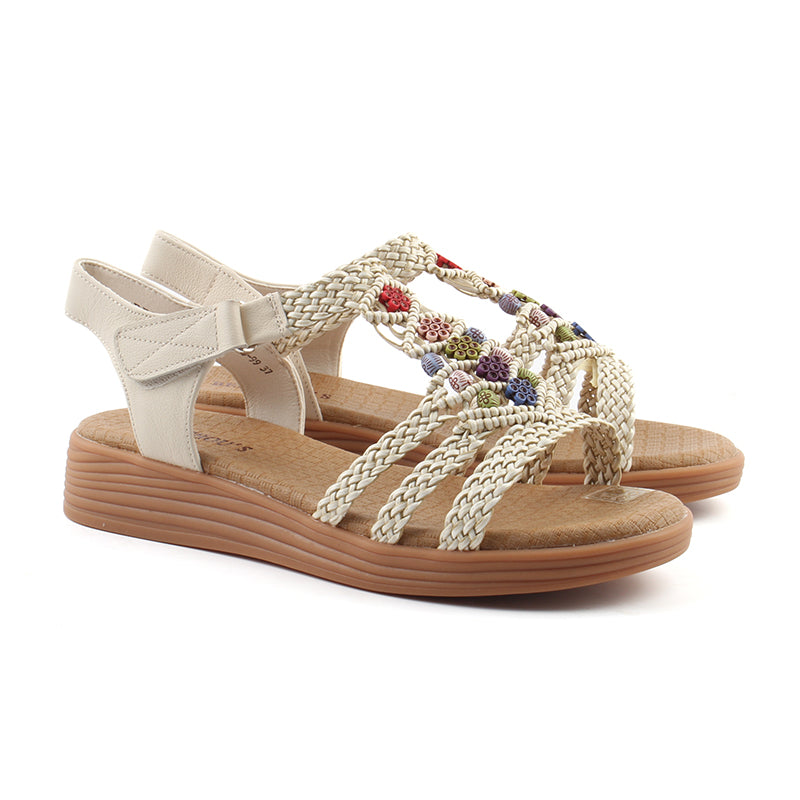 Chaussures Femme Sandales en Cuir, Couleur Crème / N045-99 / BEL CHOU'S