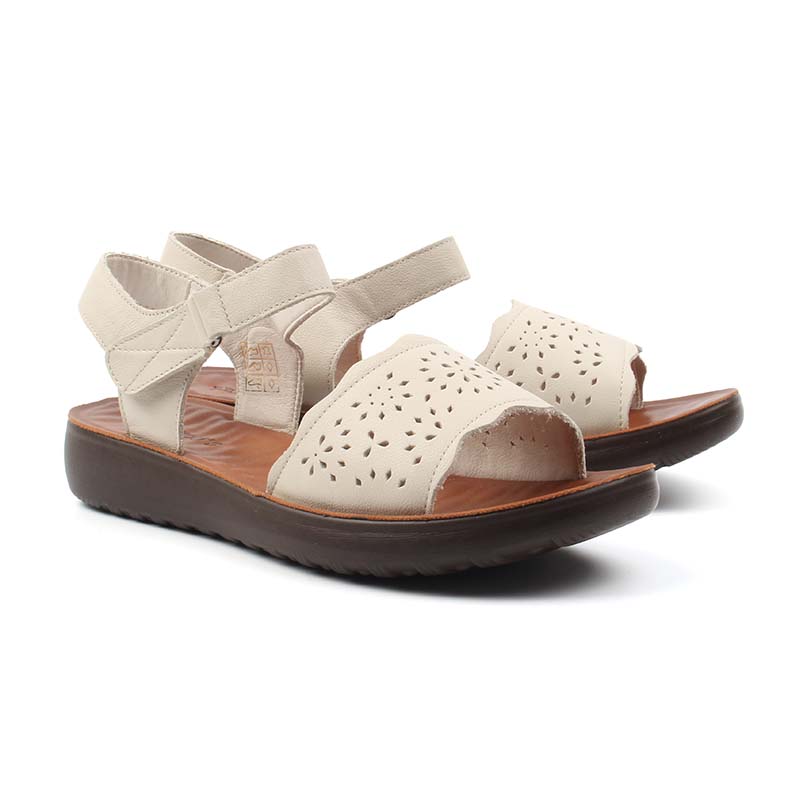 Chaussures Femme Sandales en Cuir, Couleur Beige / N051-65 / BEL CHOU'S