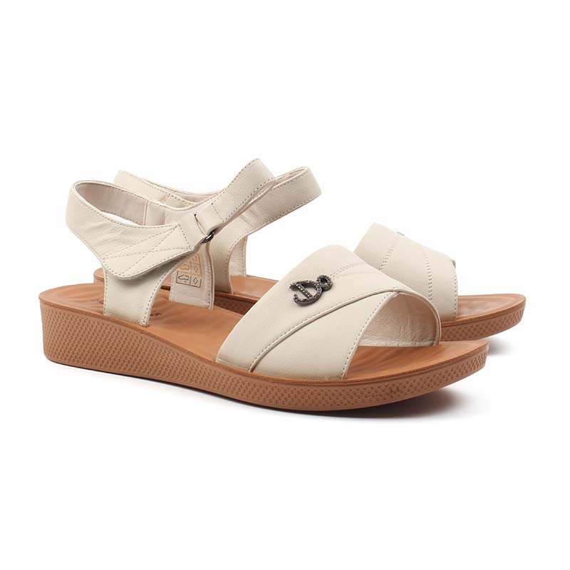 Chaussures Femme Sandales en Cuir, Couleur Beige / N052-65 / BEL CHOU'S