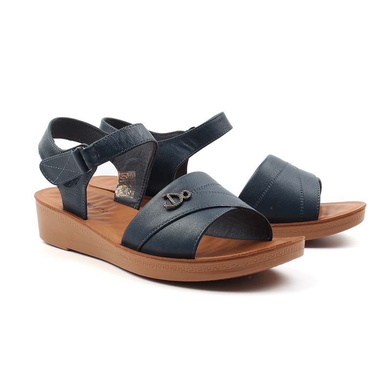 Chaussures Femme Sandales en Cuir, Couleur Bleu Marine / N052-84 / BEL CHOU'S