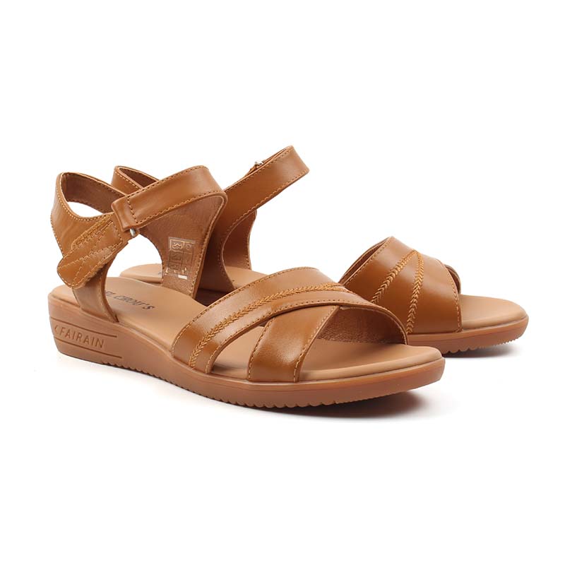 Chaussures Femme Sandales en Cuir, Couleur Camel / N053-66 / BEL CHOU'S
