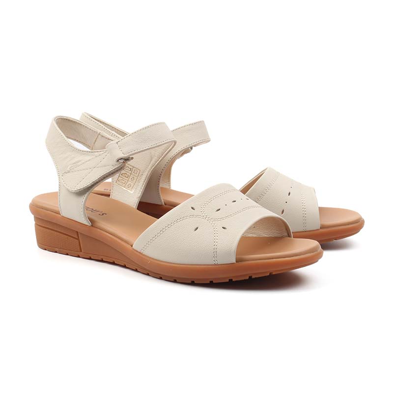 Chaussures Femme Sandales en Cuir, Couleur Beige / N056-65 / BEL CHOU'S