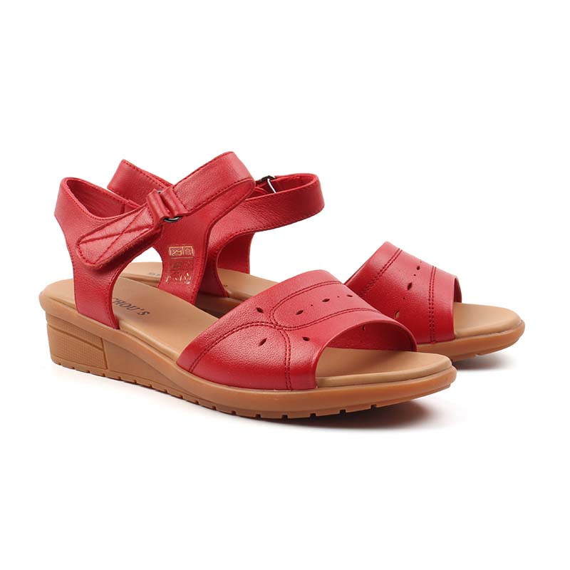Chaussures Femme Sandales en Cuir, Couleur Rouge / N056-73 / BEL CHOU'S