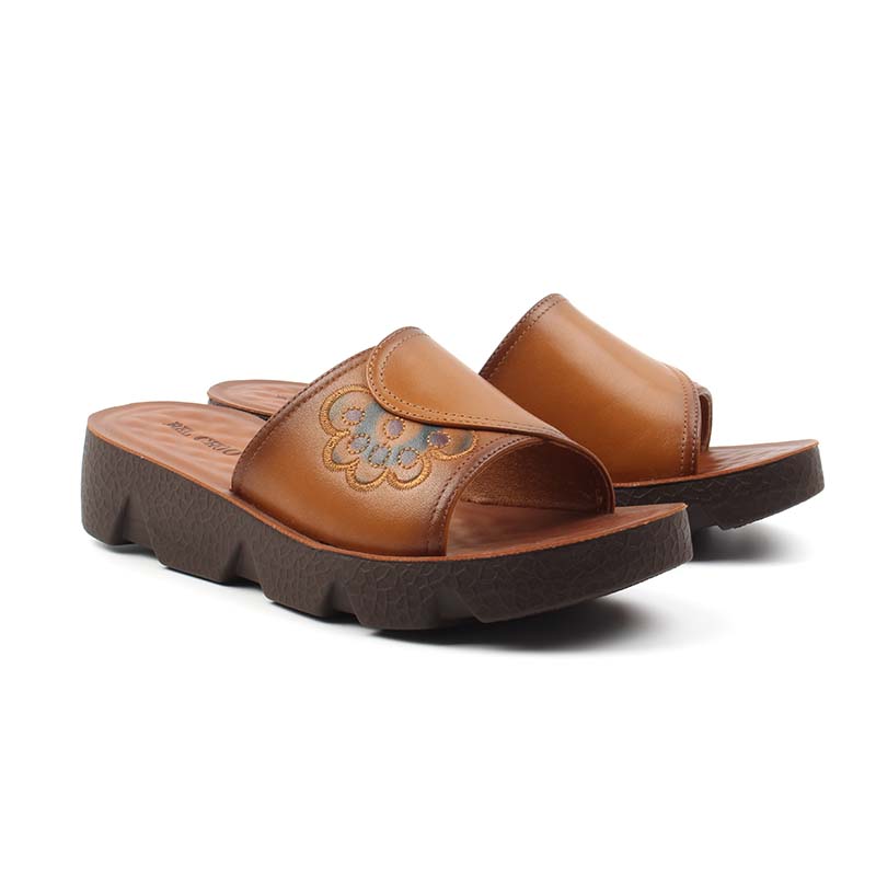 Chaussures Femme Sandales en Cuir, Couleur Camel / N058-66 / BEL CHOU'S