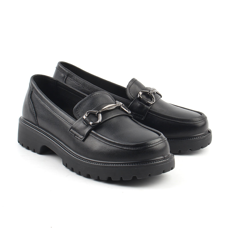 Chaussures Femme Mocassins en Cuir, Couleur Noir / N075-51 / BEL CHOU'S