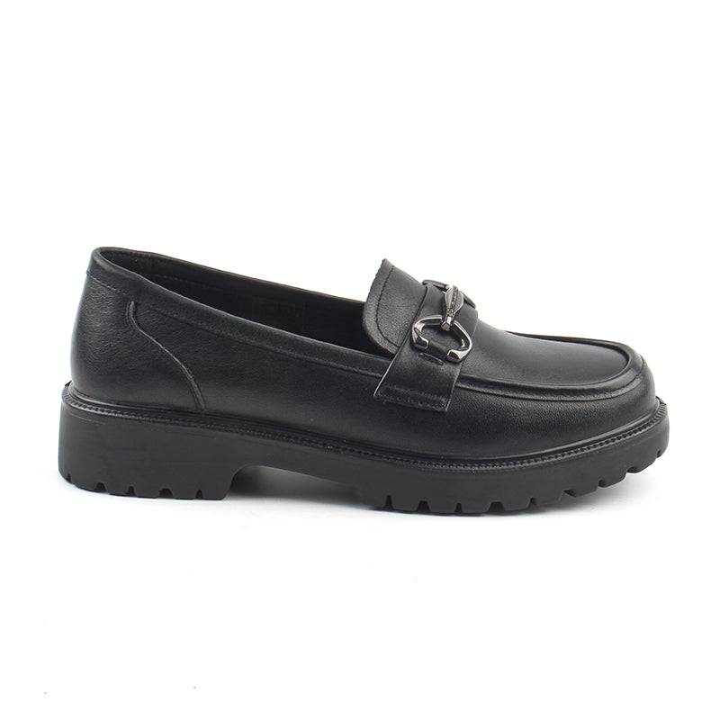 Chaussures Femme Mocassins en Cuir, Couleur Noir / N075-51 / BEL CHOU'S