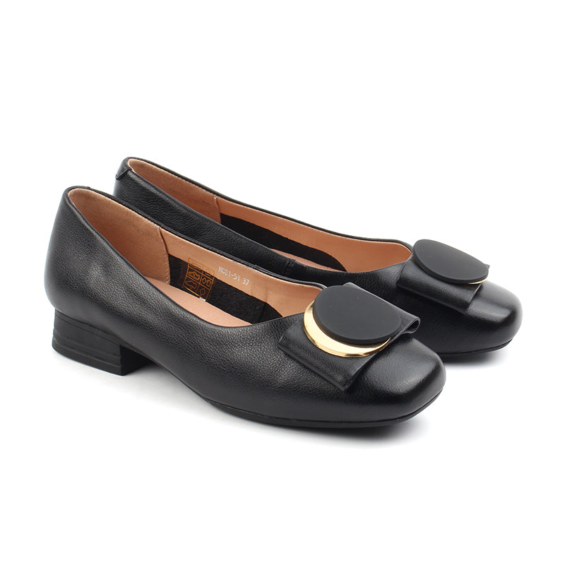 Chaussures Femme Ballerines en Cuir, Couleur Noir / N081-51 / BEL CHOU'S