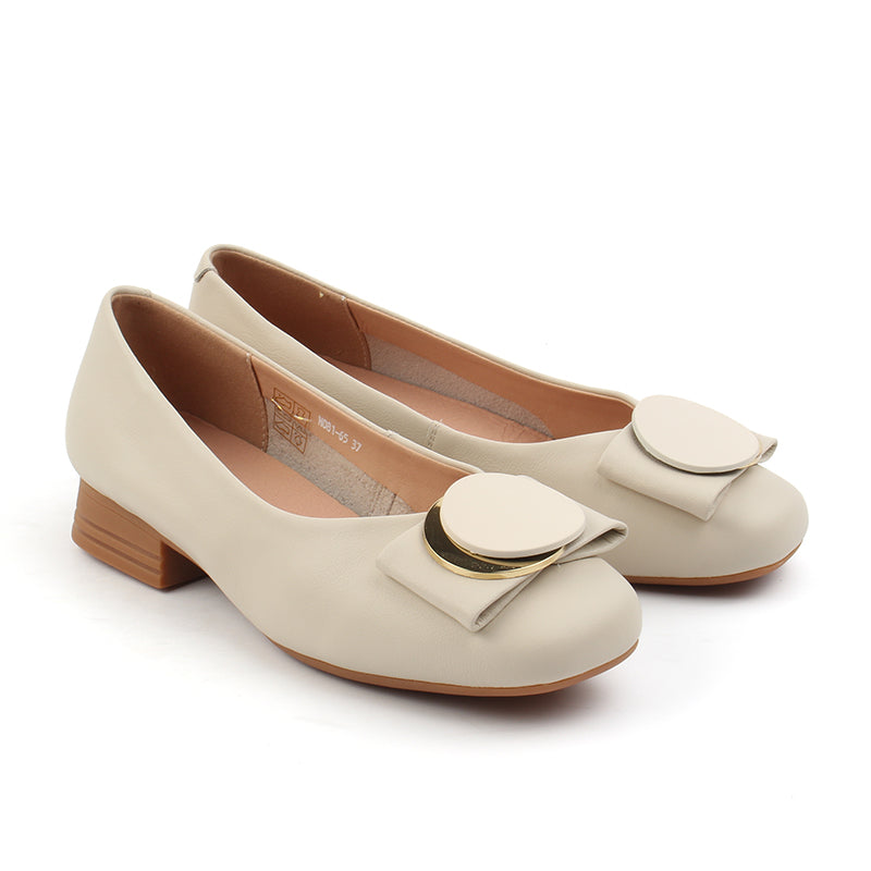 Chaussures Femme Ballerines en Cuir, Couleur Beige / N081-65 / BEL CHOU'S