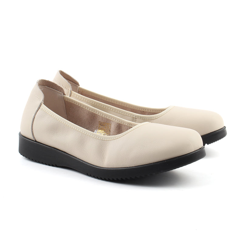 Chaussures Femme Ballerines en Cuir, Couleur Beige / N083-65 / BEL CHOU'S