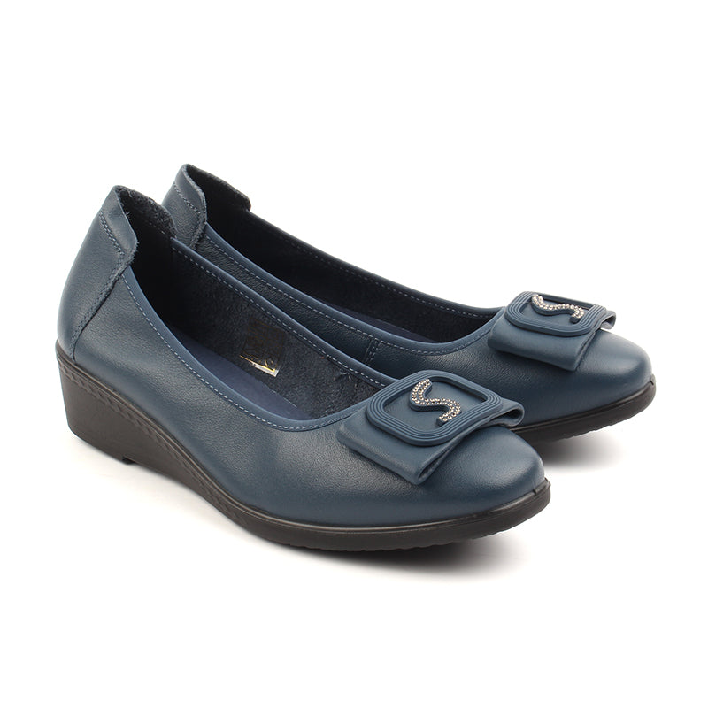 Chaussures Femme Ballerines en Cuir, Couleur Bleu Marine / N084-84 / BEL CHOU'S
