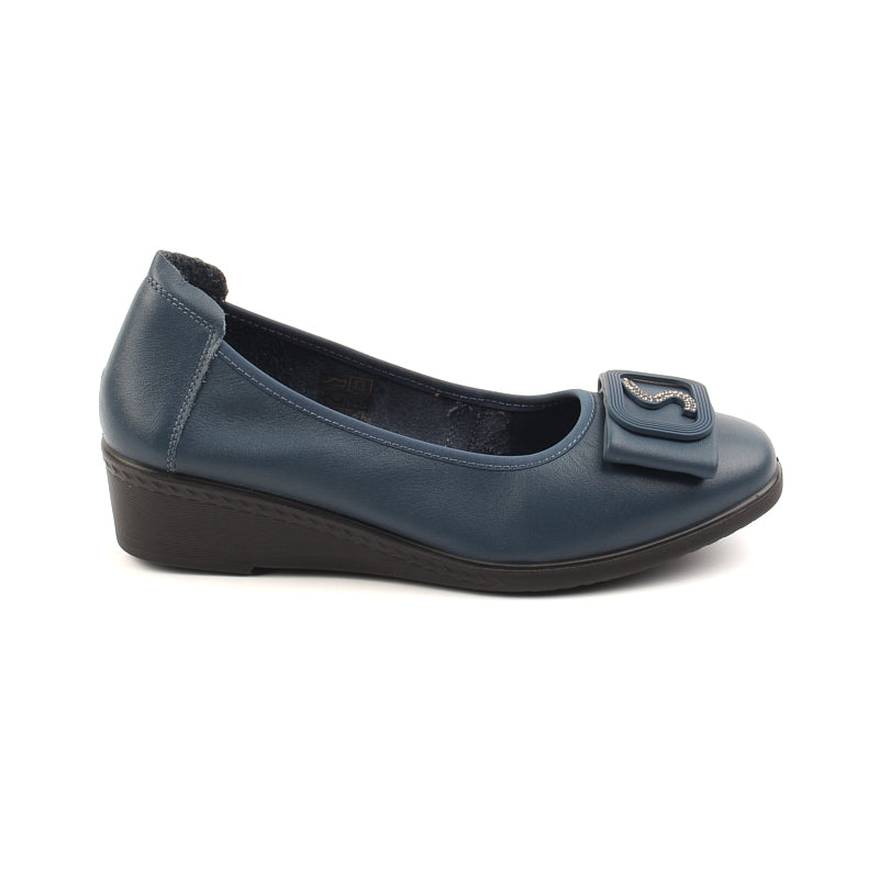 Chaussures Femme Ballerines en Cuir, Couleur Bleu Marine / N084-84 / BEL CHOU'S