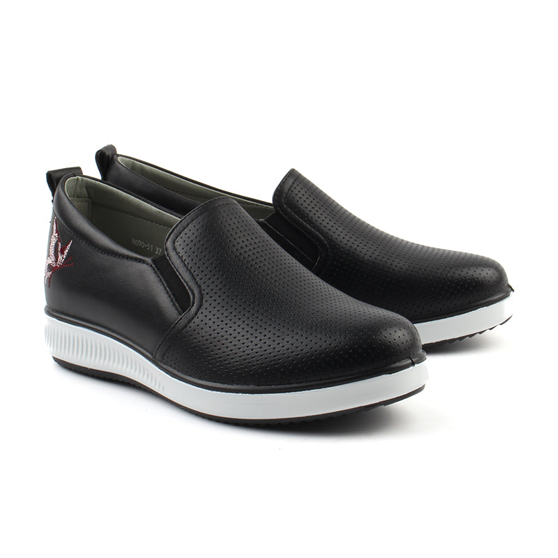 Chaussures Femme Sneakers en Cuir, Couleur Noir / N090-51 / BEL CHOU'S