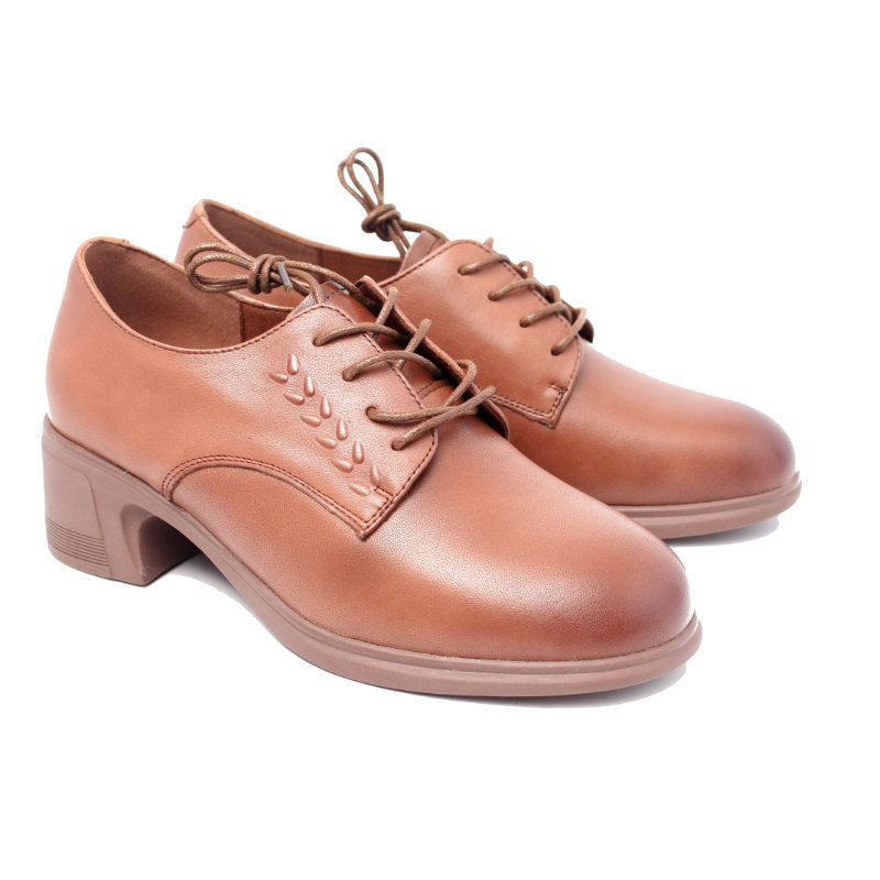Chaussures Femme Derbies en Cuir, Couleur Marron / N064-62 / BEL CHOU'S