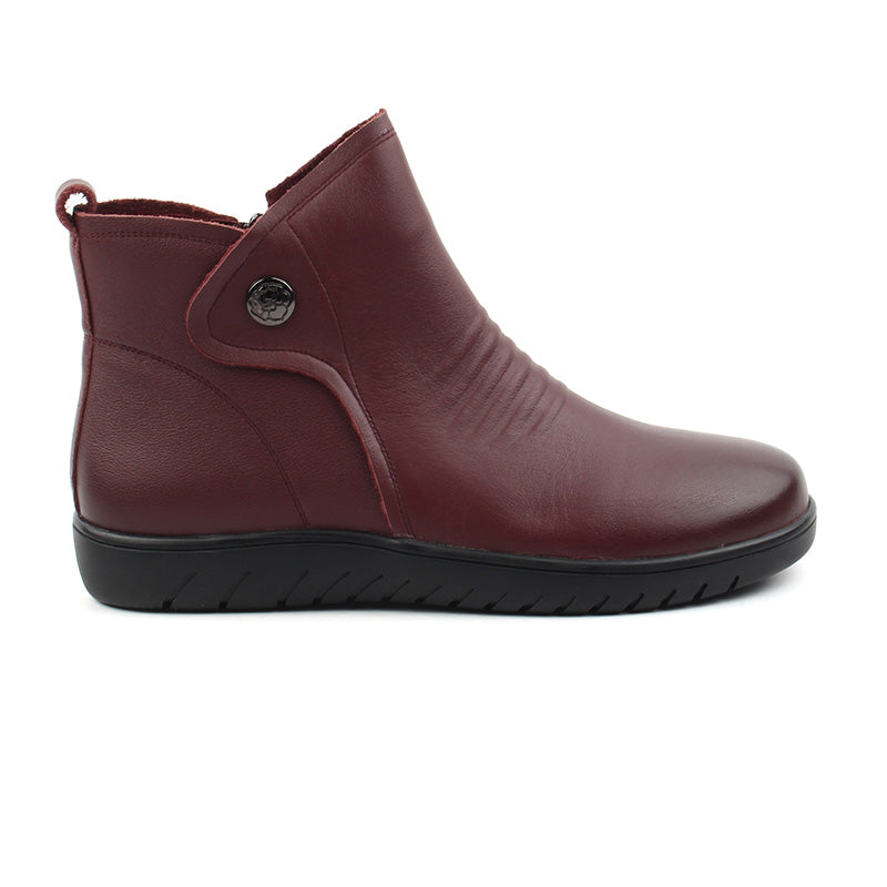 Chaussures Femme Bottines en Cuir, Couleur Bordeaux N111-73
