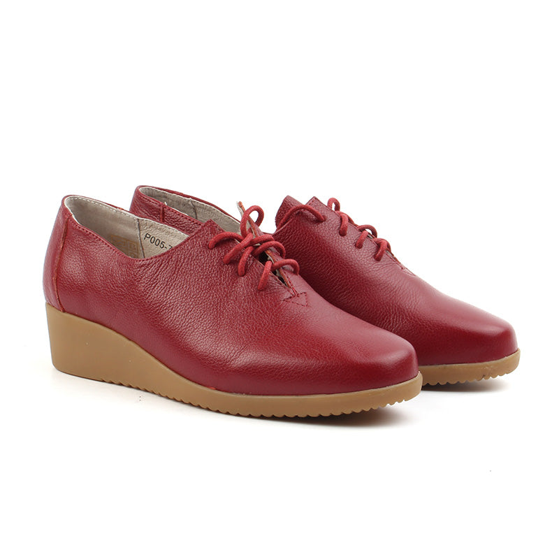 Chaussures Femme Derbies en Cuir, Couleur Rouge / P005-73 / BEL CHOU'S
