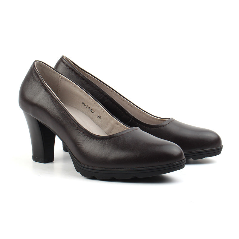 Chaussures Femme Escarpins en Cuir, Couleur Marron / P010-63 / BEL CHOU'S