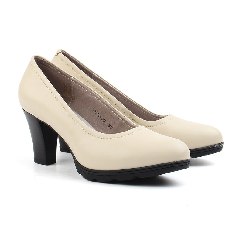 Chaussures Femme Escarpins en Cuir, Couleur Beige / P010-99 / BEL CHOU'S