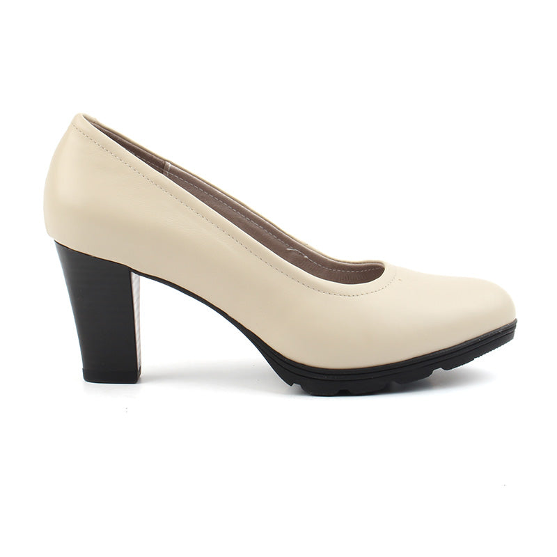 Chaussures Femme Escarpins en Cuir, Couleur Beige P010-99 BEL