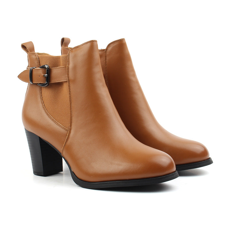 Chaussures Femme Bottines en Cuir, Couleur Camel / P111-66 / BEL CHOU'S