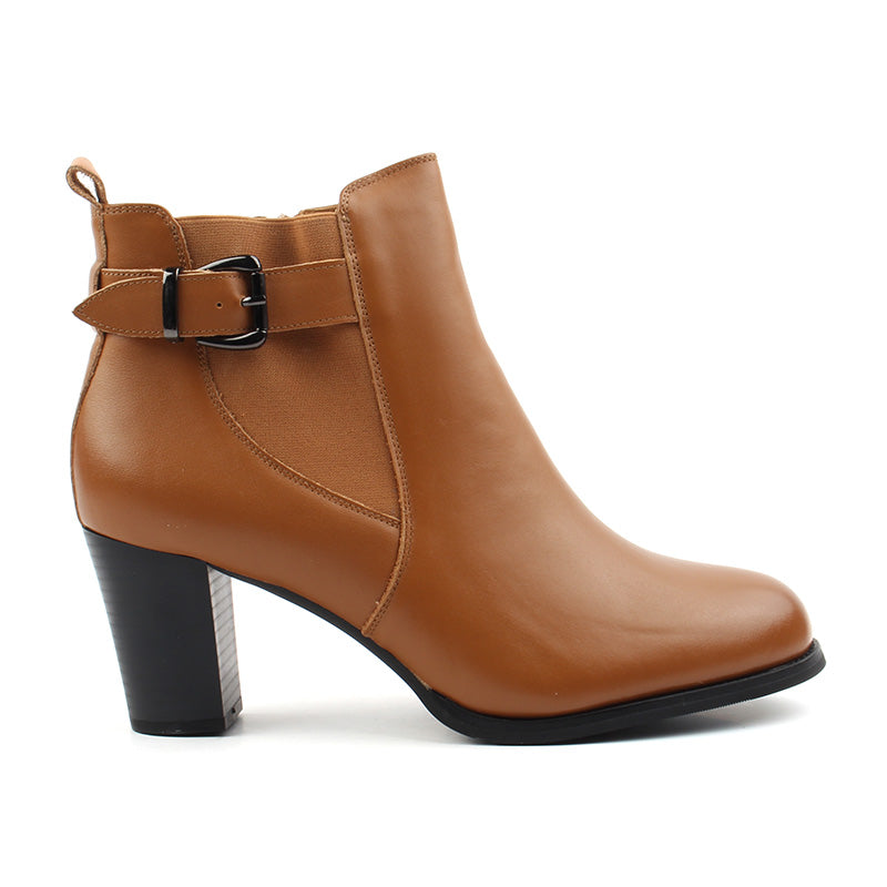 Chaussures Femme Bottines en Cuir, Couleur Camel P111-66 BEL