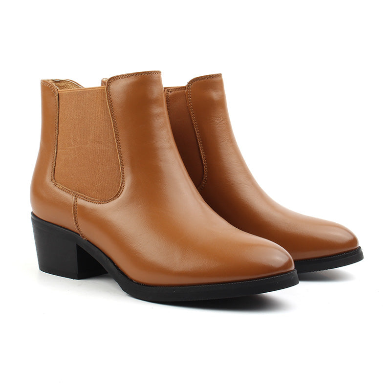 Chaussures Femme Bottines en Cuir, Couleur Camel / P113-66 / BEL CHOU'S