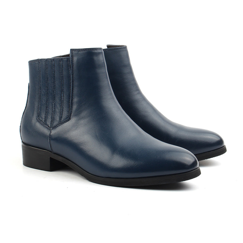 Chaussures Femme Bottines en Cuir, Couleur Bleu Marine / P114-84 / BEL CHOU'S